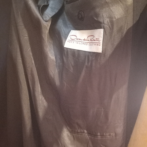 Oscar De La Renta  100% Wool  Tailored Front Buttons Coat Navy 44 L x 38W Blazer - Picture 12 of 15